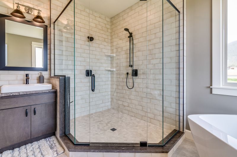 Open Shower with Floating Glass Panel